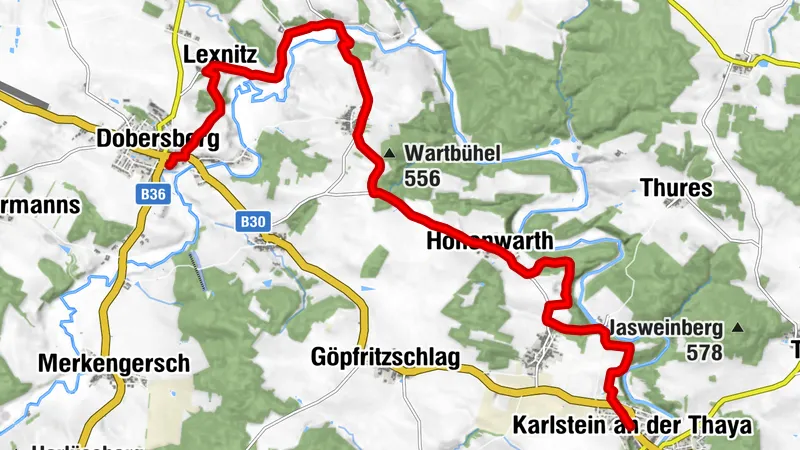 Thayatalweg 630 - 7. Etappe: Dobersberg - Karlstein