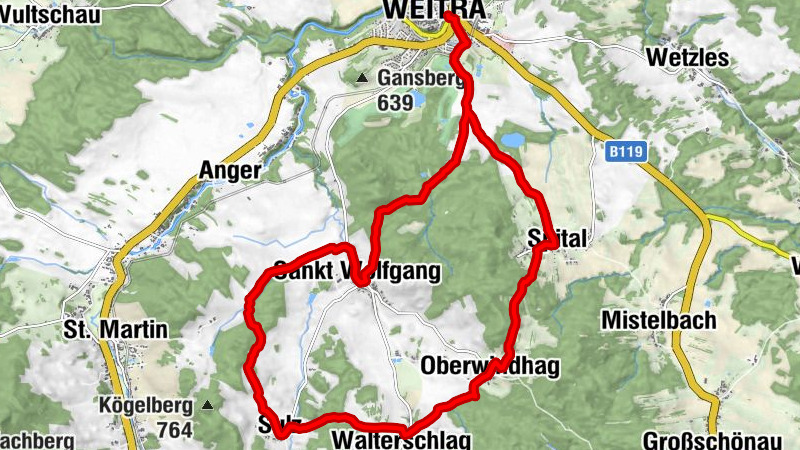 Rundweg Weitra - St. Wolfgang - Sulz - Oberwindhag - Spital - Weitra, Nr.33