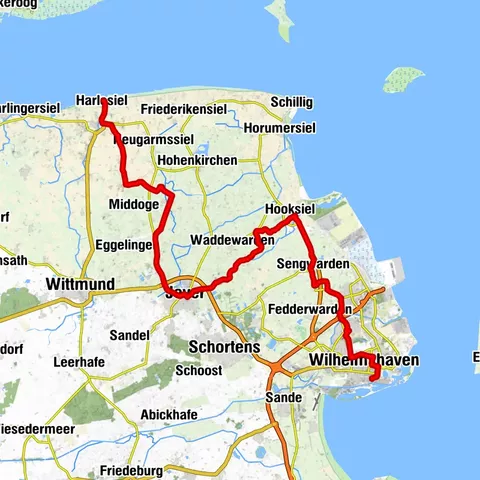 Nordseeküsten-Radweg Etappe 05 - Harlesiel bis Wilhelmshaven