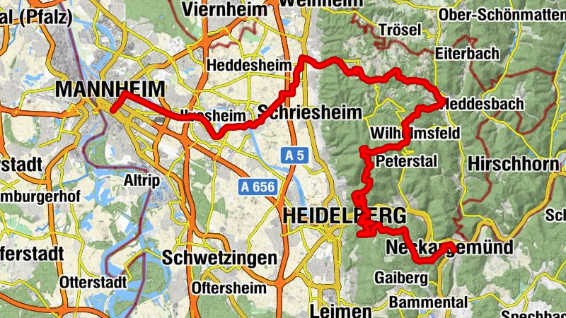 Naturparke-Gravel-Crossing Tag 1 - Von Mannheim nach Neckargemünd