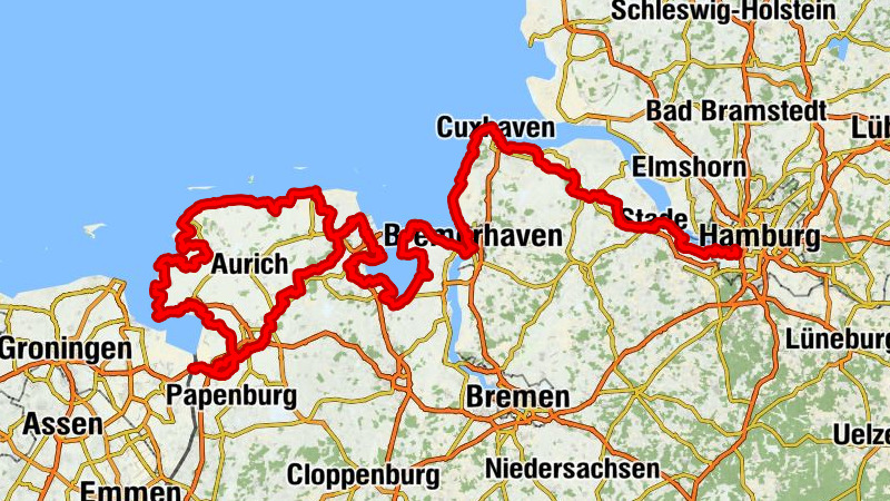 Nordseeküsten-Radweg: Teilstück von Finkenwerder bis Cuxhaven