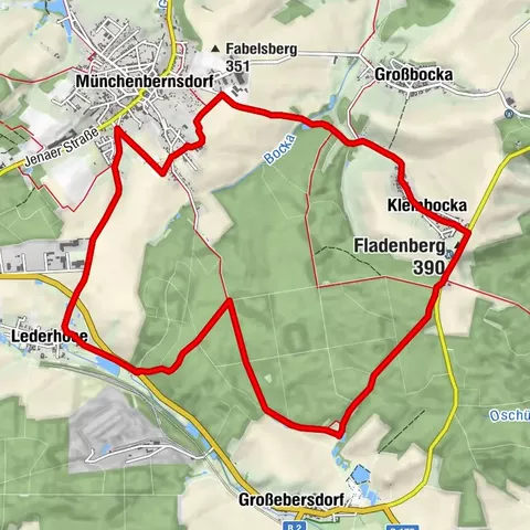 Rundweg VG Münchenbernsdorf 4 - Waldgebiet Eichert und Blick ins Land