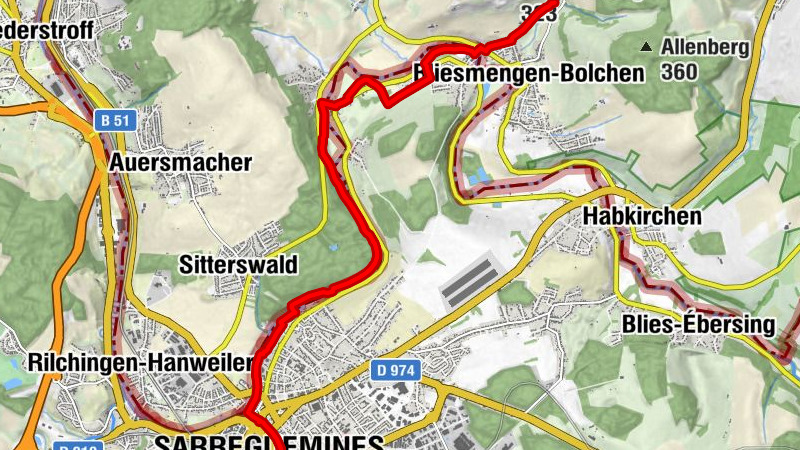 Bliessteig - Etappe 1 (Sarreguemines - Gräfinthal)