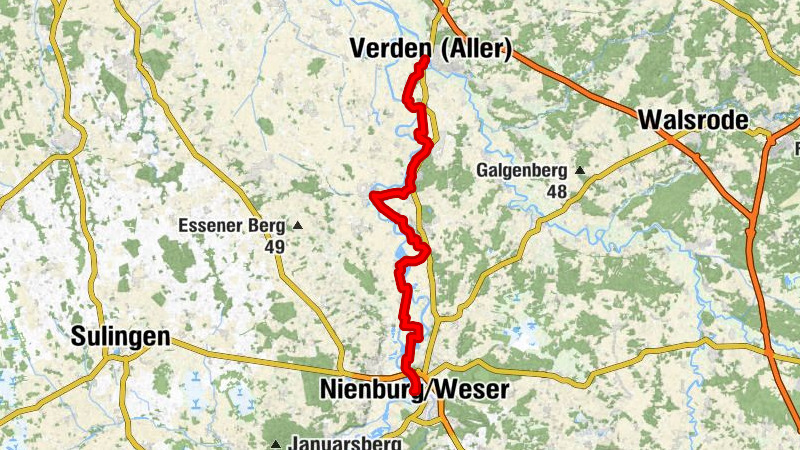 Weser-Radweg Alternativroute, 5. Etappe: Von Nienburg nach Verden