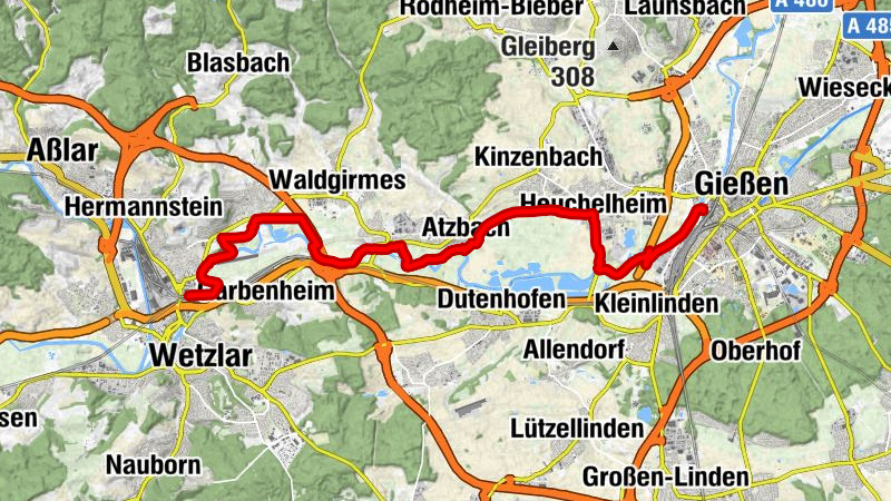 Lahnradweg 4th stage Giessen - Wetzlar