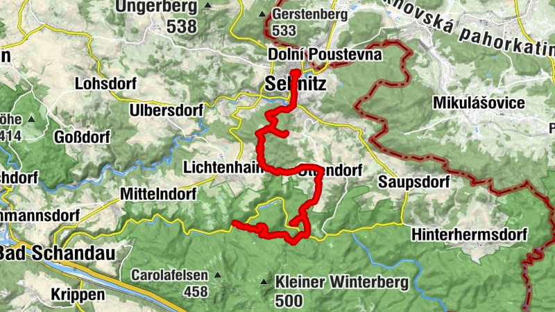 With a view from Sebnitz into the Kirnitzschtal valley