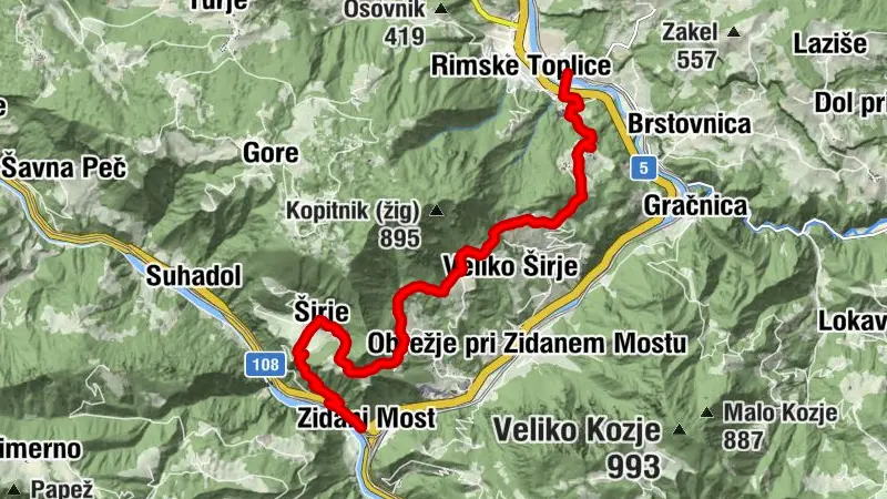 Aškerčeva pot Zidani most- Rimske Toplice