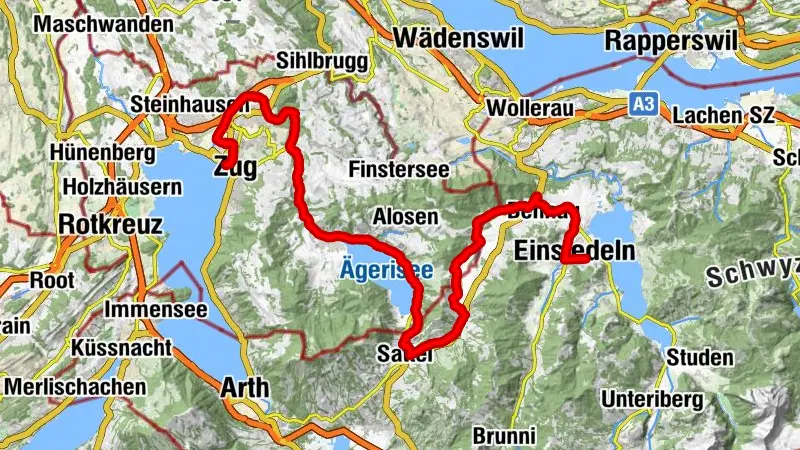 Seen-Route Etappe 7: Zug – Einsiedeln