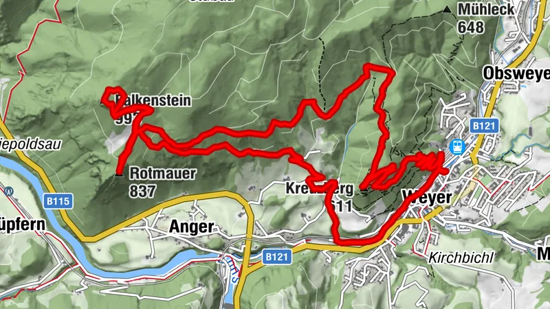 Rotmäuer, Falkenstein, Kreuzberg Weyer OÖ