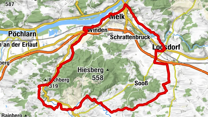 Loosdorf > Kraftwerk Melk > Mannersdorf > Gassen > Harmersdorf > Loosdorf
