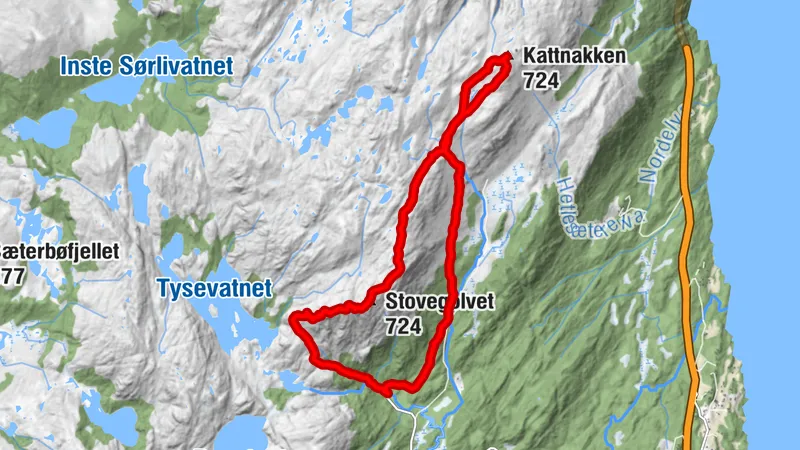 Landschaftlich reizvolle Rundwanderung von Vadelva nach Kattnakken und Stovegolvet.