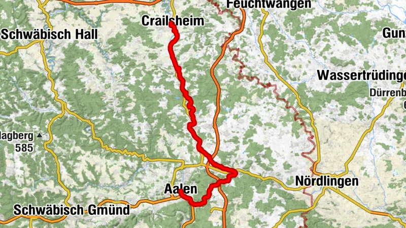 Etappe 6 - Kocher-Jagst-Radweg: Von Crailsheim bis Aalen – Durch die Ostalb