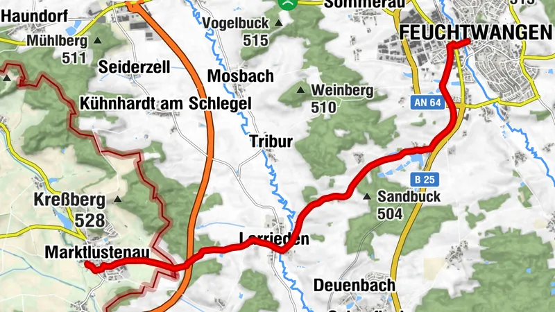 Verbindung Kreßberg-Marktlustenau - Feuchtwangen