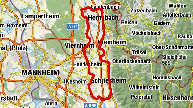 Rundtour Rheinebene - Bergstrasse - Neckartal