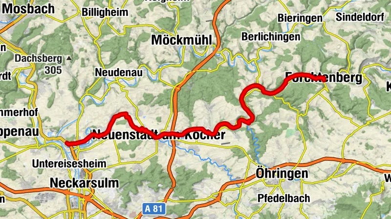 Etappe 3 - Kocher-Jagst-Radweg: Von Forchtenberg bis Bad Friedrichshall – Durchs HeilbronnerLand