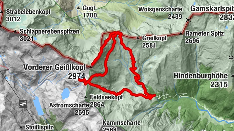 Mallnitz Parking 1670 -> Vorderer Gleisskopf 2974 -> Herzelsee 2600 -> Mallnitz Parking