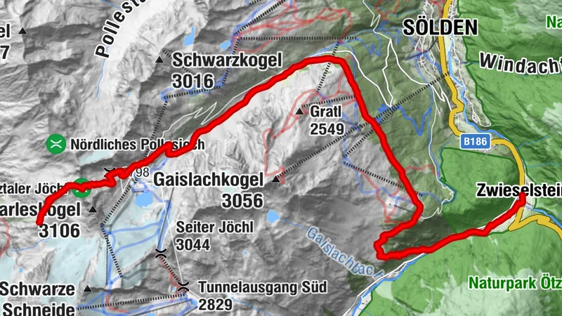 Europäischer Fernwanderweg - E5 – Königsetappe – Von der Braunschweiger Hütte nach Zwieselstein (Originalroute)