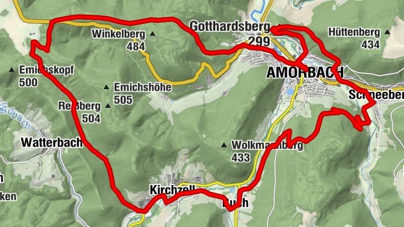 Mountainbike-Strecke "Rund um Amorbach"