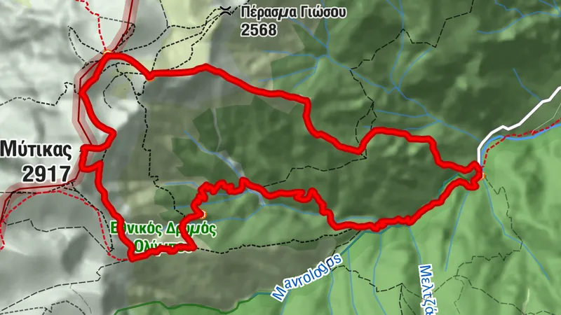 Prionia - Mytikas über Louki Route - Plateau der Musen Rundweg
