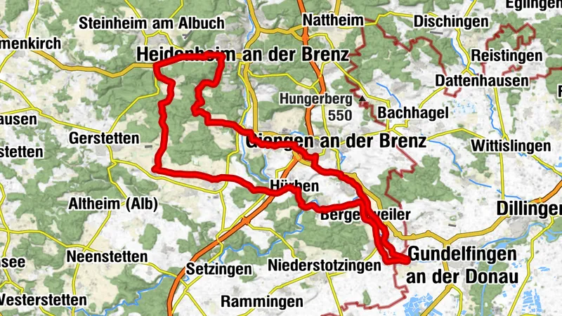 Radtour von Bächingen zum Mittagstisch und Café 10 - 69,2 km, 513 hm