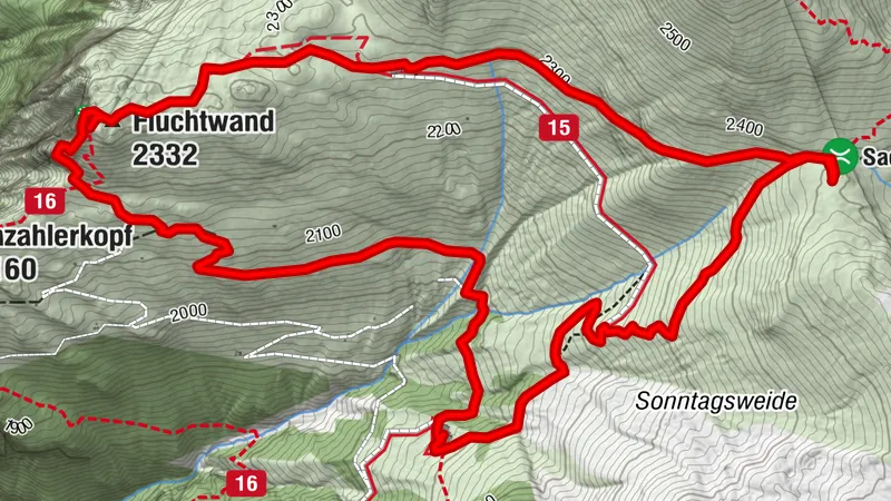 Laubaun-Alm zur Fluchtwand und Saderer Joch