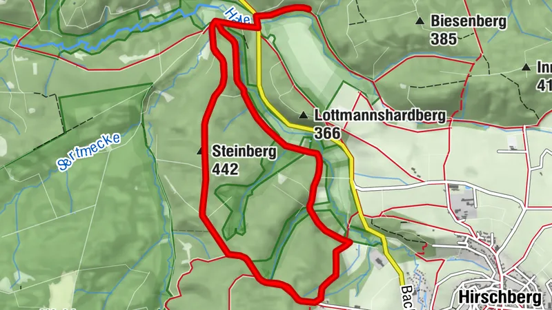 Hirschberg - Lottmannshardt - Vosshütte - Steinberg