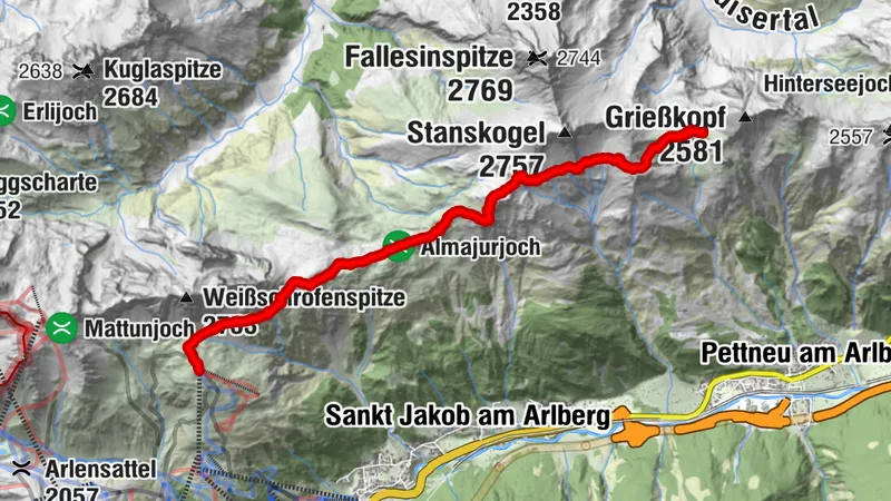 Kapall - Leutkircher Hütte - Kaiserjochhaus Variante 2