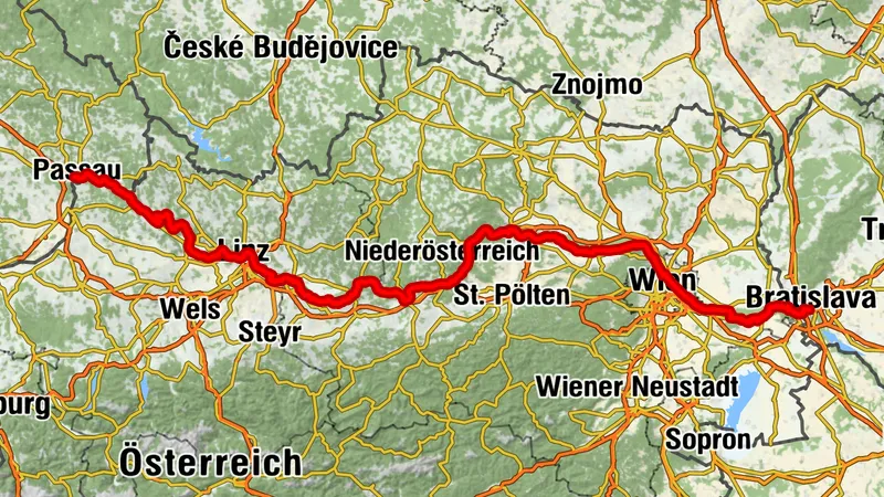 Eurovelo 6 Süd von Passau nach Bratislava