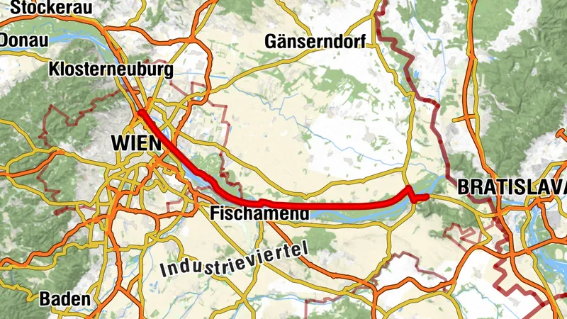 Donauradweg im Winter Etappe 8 Nordufer: Wien/Nordbrücke - Hainburg