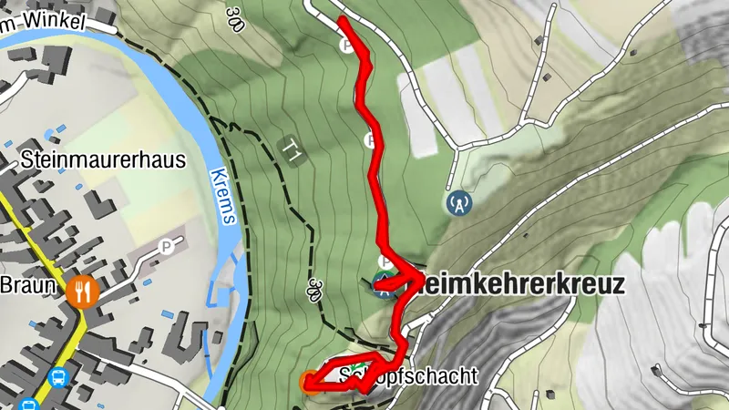SENFTENBERG Parkplatz Dorntal Heimkehrerkreuz Ruine Senftenberg ret. 20261026