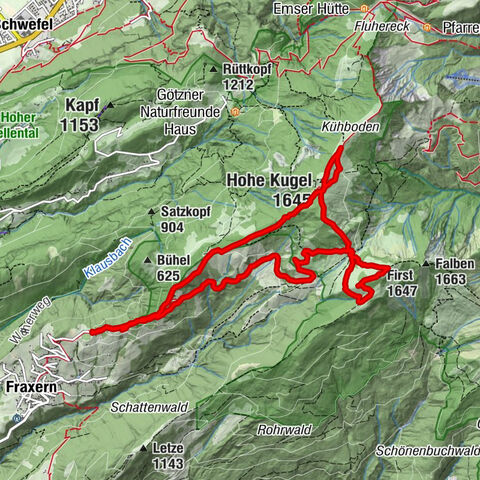 Hohe Kugel und First ab Fraxern Fraxern, Vorarlberg