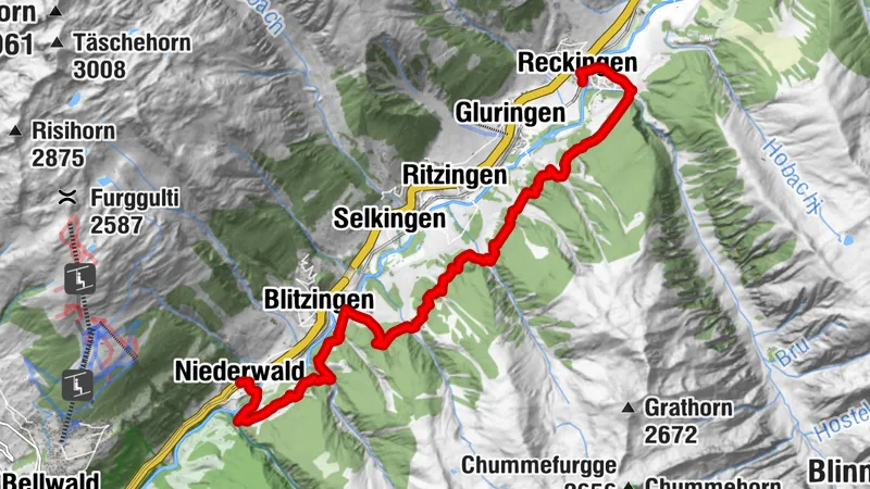 Gommer Waldweg Reckingen - Niederwald