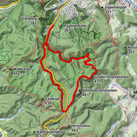 EA1 - Rundwanderweg - Schluchtentour bei Eisenach - Thüringer Wald