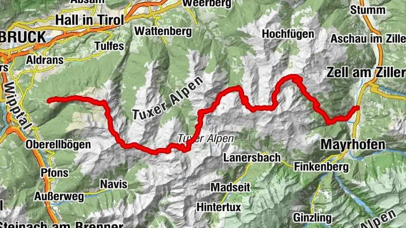 Via Alpina - Roter Weg - Vom Inntal Richtung Süden